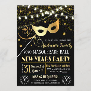 Nieuwe jaren uitnodiging Masquerade Party