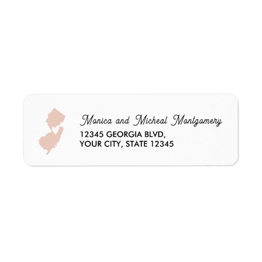 NIEUWE JERSEY State Map met hart - ELK KLEUR Etiket (Voorkant)