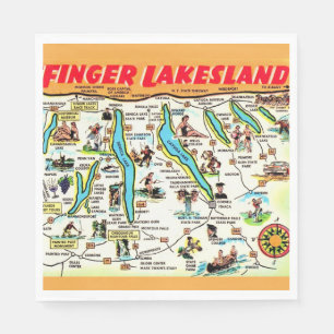 Nieuwe kaart van de Finger Lakes in New York Servet