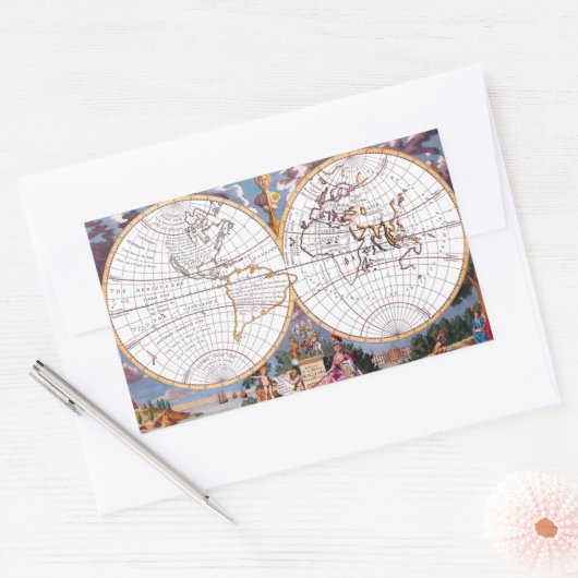 Nieuwe kaart van de rechthoekige Wereldbol van de  Rechthoekige Sticker (Envelop)