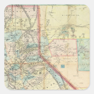 Nieuwe kaart van de staat Californië Vierkante Sticker