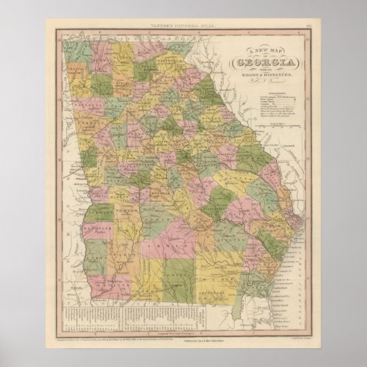 Nieuwe kaart van Georgië Poster (Voorkant)