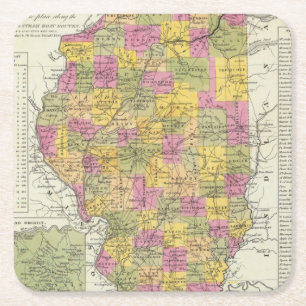 Nieuwe kaart van Illinois Vierkante Kartonnen Onderzetter