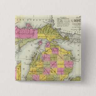 Nieuwe kaart van Michigan 2 Vierkante Button 5,1 Cm