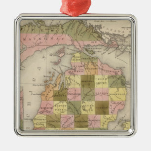 Nieuwe kaart van Michigan Metalen Ornament