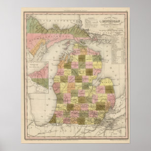 Nieuwe kaart van Michigan Poster