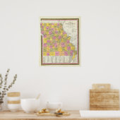 Nieuwe kaart van Missouri Poster (Keuken)