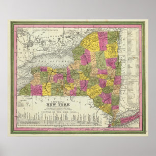 Nieuwe kaart van New York 2 Poster