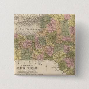 Nieuwe kaart van New York Vierkante Button 5,1 Cm