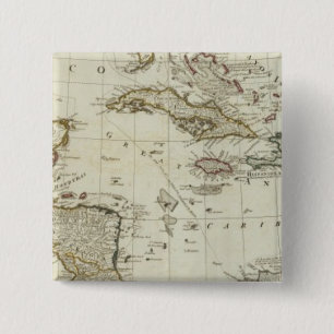 Nieuwe kaart van Noord-Amerika Vierkante Button 5,1 Cm