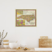 Nieuwe kaart van Nth Carolina Poster (Keuken)