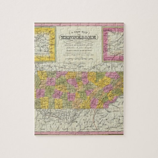 Nieuwe kaart van Tennessee Legpuzzel (Verticaal)