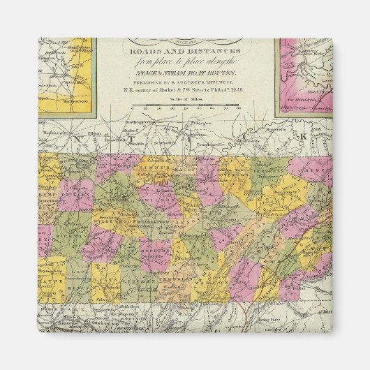 Nieuwe kaart van Tennessee Magneet (Voorkant)