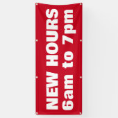 Nieuwe kantooruren Vet Rood Buiten Spandoek (Verticaal)