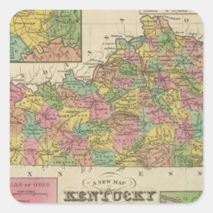 Nieuwe Kentucky-kaart Vierkante Sticker