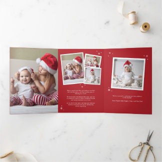 Nieuwe kerstfeestdag voor baby's drieluik wenskaart