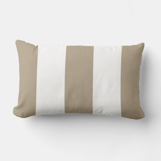 Nieuwe Khaki & White Stripe Lumbar Pillow Cft Kussen (Voorkant)