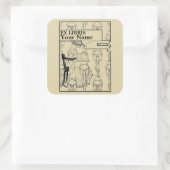 nieuwe kunststijl Ex Libris-Sjabloon Vierkante Sticker (Tas)