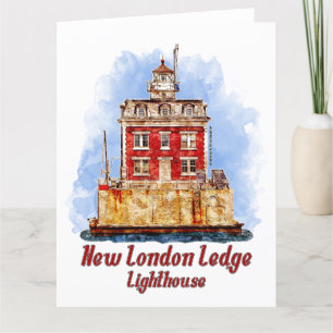 Nieuwe Londen Ledge Lighthouse Waterverf Connectic Bedankkaart