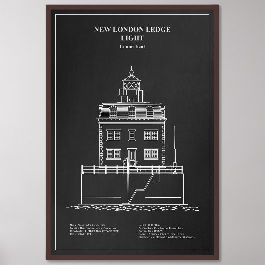 Nieuwe London Ledge Lighthouse - Connecticut – PD Foto Afdruk