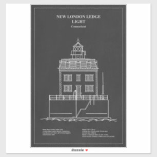 Nieuwe London Ledge Lighthouse - Connecticut – PD Sticker