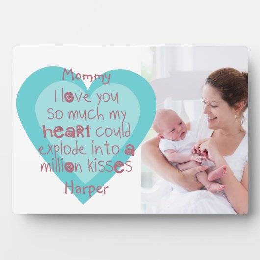 Nieuwe mam foto - Ik hou van Kinder gedicht roze b Fotoplaat (voorkant)