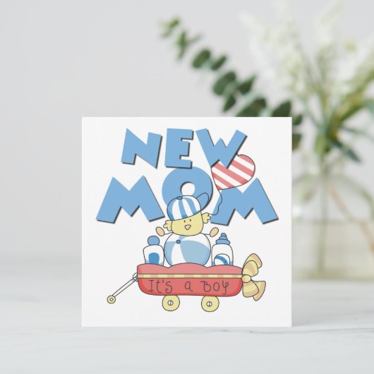 Nieuwe mam Het is een Jongen Gifts Aankondiging (Staand voorkant)