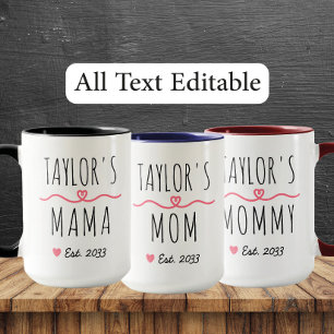 Nieuwe mama met aangepaste naam, titel & geschat j mok