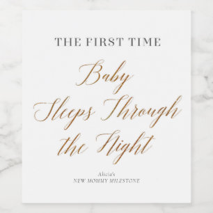 Nieuwe mama momenten slapen door de nacht wijn etiket