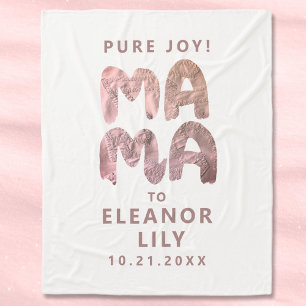 Nieuwe Mama Whimsical Wit Roze Naam Datum Pasgebor Fleece Deken
