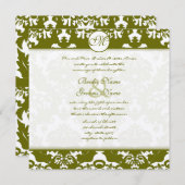 Nieuwe Maten Olive Damask Swirls Wedding Invitatio Kaart (Voorkant / Achterkant)