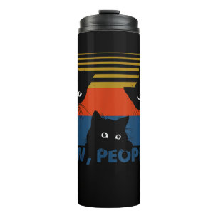 Nieuwe mensen met een kat en een  introop thermosbeker