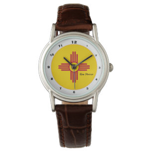 Nieuwe Mexicaanse vlag & nieuwe Mexico mode VS/des Horloge