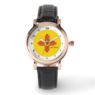 Nieuwe Mexicaanse vlag & nieuwe Mexico mode VS/des Horloge