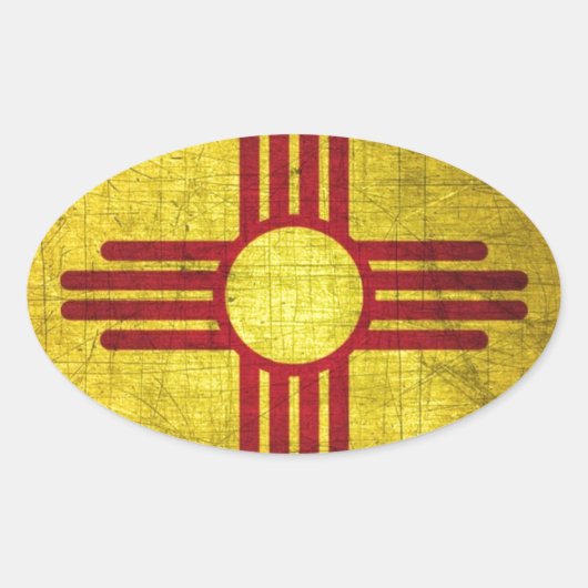 Nieuwe Mexicaanse vlag Ovale Sticker (Voorkant)