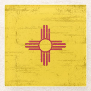 Nieuwe Mexicaanse vlag. Vlag van New Mexico met Glazen Onderzetter