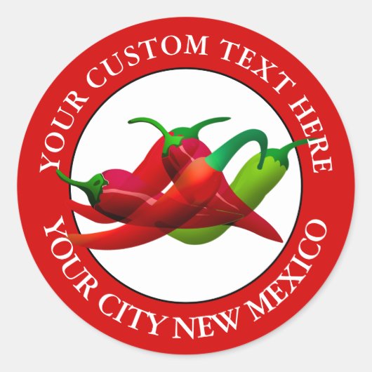 Nieuwe Mexico Chili Peppers - aangepaste tekst Ronde Sticker (Voorkant)