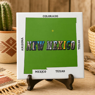 Nieuwe Mexico kaart overzicht foto tekst Tegeltje