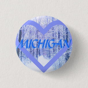NIEUWE MICHIGAN WINTER PERIHEART PIN RONDE BUTTON 3,2 CM