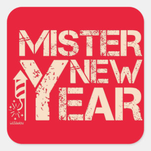 NIEUWE MISTER-JAAR VIERKANTE STICKER