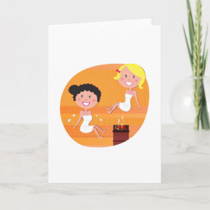 Nieuwe modieuze Groet met 2 meisjes van de Sauna Kaart