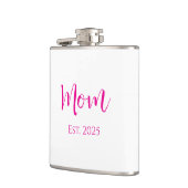 Nieuwe Mom Hot Pink Elegant Script Moederdag Heupfles (Links)