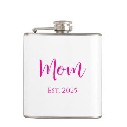 Nieuwe Mom Hot Pink Elegant Script Moederdag Heupfles