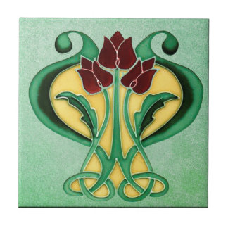 Nieuwe mooie nieuwe kunst, groene bloemen tegeltje