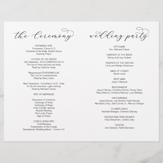 Nieuwe Mr en Mrs., Foldable Wedding Programs (Achterkant)