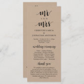 Nieuwe Mr. en Mrs., Modern Wedding Ceremonie, Kraf Programma (Voorkant / Achterkant)