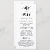 Nieuwe Mr en Mrs., Modern Wedding Ceremonie Programma (Voorkant / Achterkant)