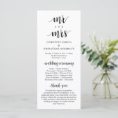 Nieuwe Mr en Mrs., Modern Wedding Ceremonie Programma (Staand voorkant)