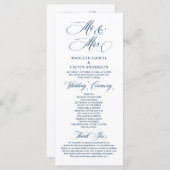 Nieuwe Mr. en Mrs., Navy Blue, Wedding Ceremony Pr Programma (Voorkant / Achterkant)