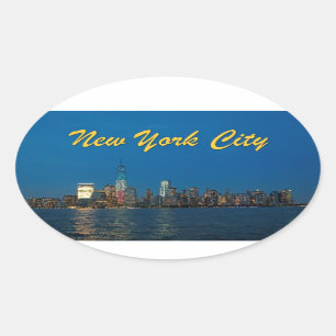 Nieuwe nachtlichten van New York City USA Ovale Sticker